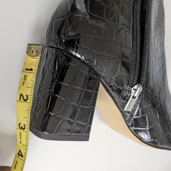 Eloquii Lexa Faux Patent Croc Leather 3" Block Heel Ankle Boot Round Toe- sz 9W - Picture 11 of 11